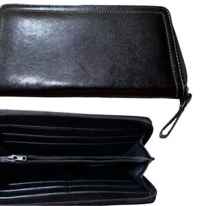 Dopp 12 Card Slots | Genuine Leather Zip-Around Wallet | Black 9”